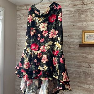 Floral print midi hi low skirt